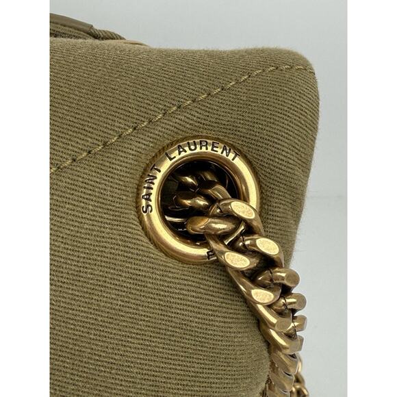 SAINT LAURENT Small Puffer Wool Chevron Quilt Shoulder Bag in Olive Green - Picture 4 of 13